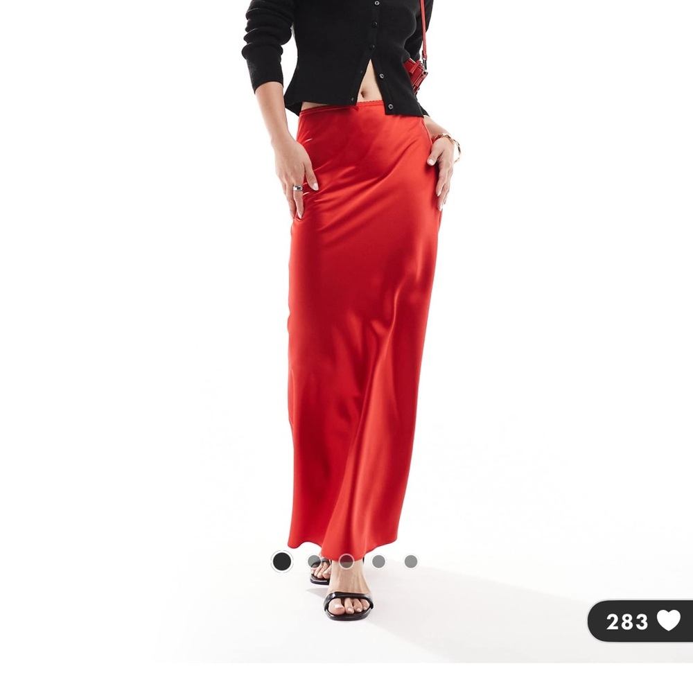 ASOS red satin skirt